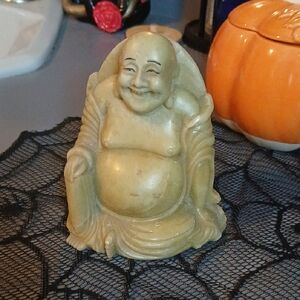 Smiling Buddha Home Art Sculpture - Cream